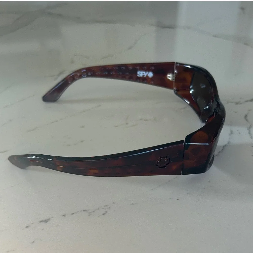 Spy Optic D5 Sunglasses Dark Tortoise Wrap Around Rectangular Made in Italy